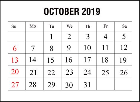 schedule october 2019.
